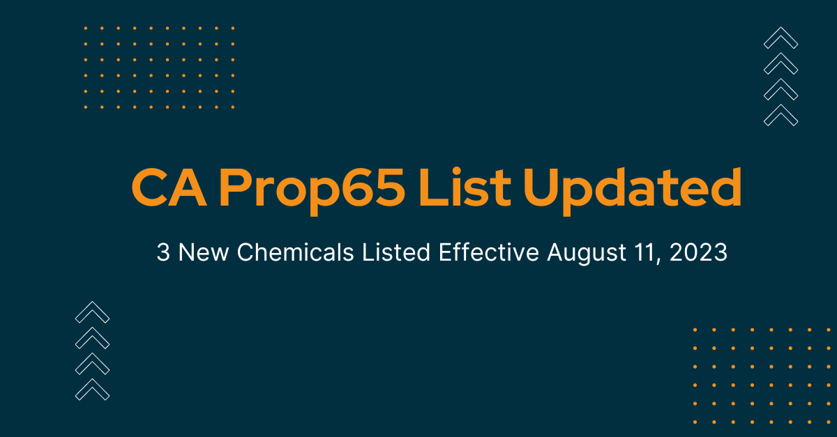 CA Proposition 65 List Updated