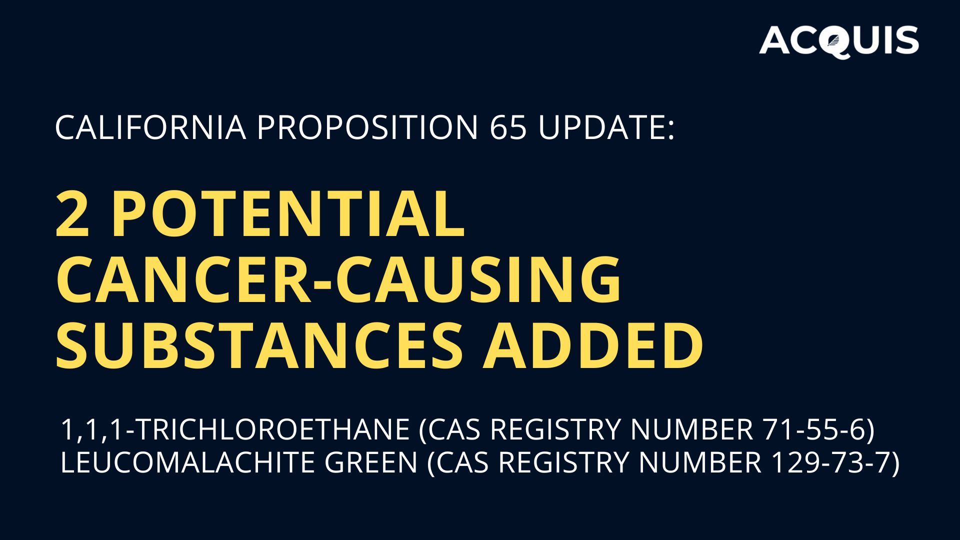 California Proposition 65 List Update: 2 New Potential Cancer-Causing Substances Added