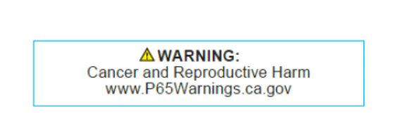 CA Prop 65 Warning Label